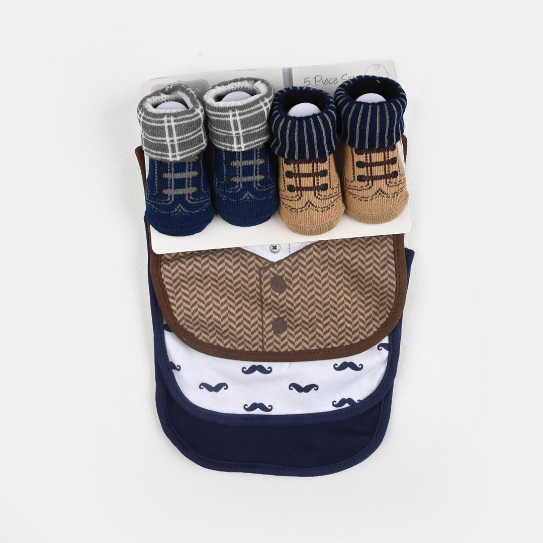 Baby Bibs & Booties Set | 3 Pcs
