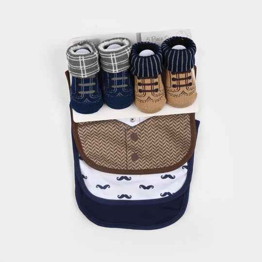 Baby Bibs & Booties Set | 3 Pcs