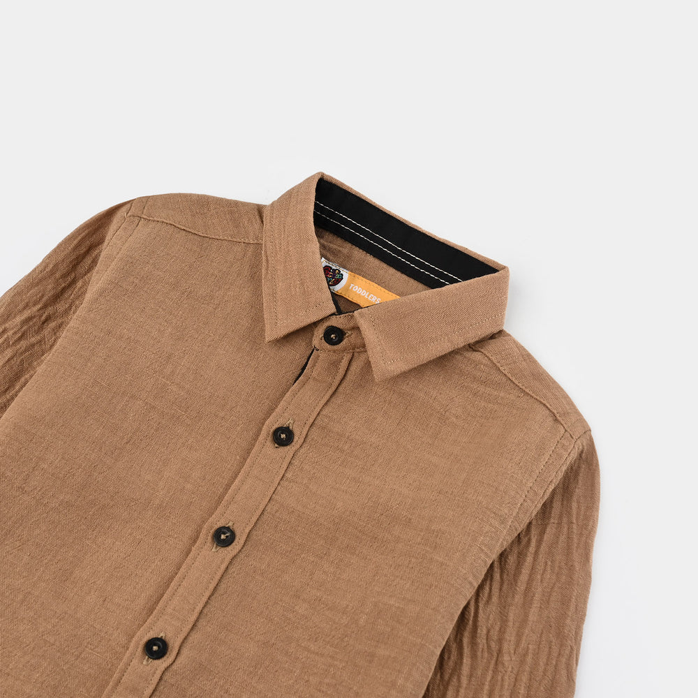 Boys Yarn Dyed Shirt (Dessert)-L.BROWN