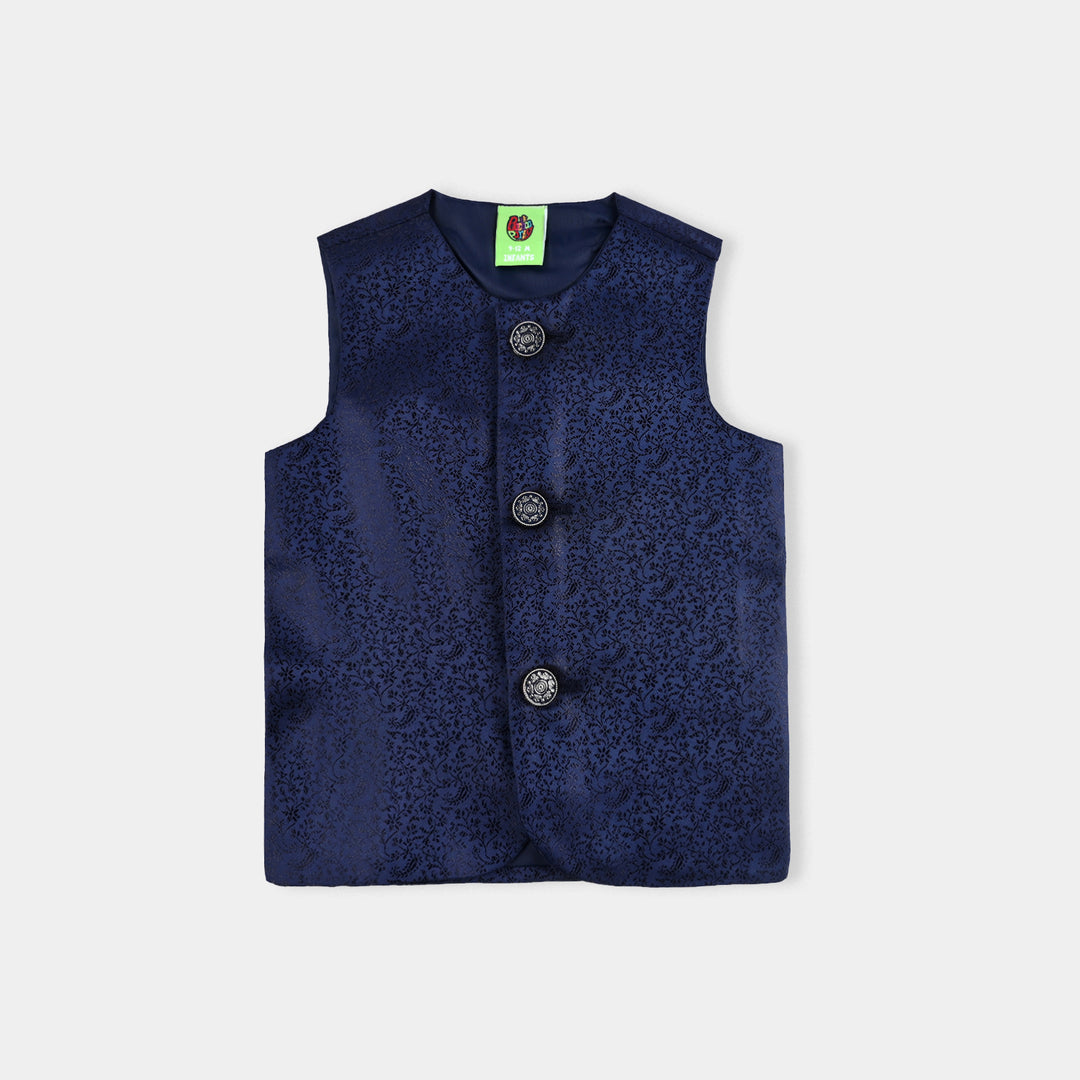 Infant Boys Cotton Poplin 3 Piece Suit (Pageant Blue)-NAVY