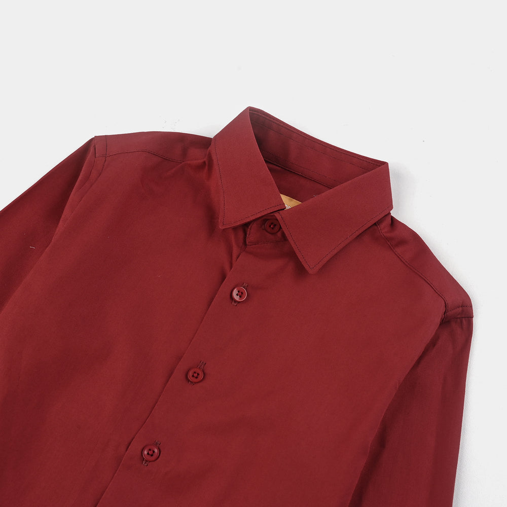 Boys Cotton Poplin Formal Shirt-RED