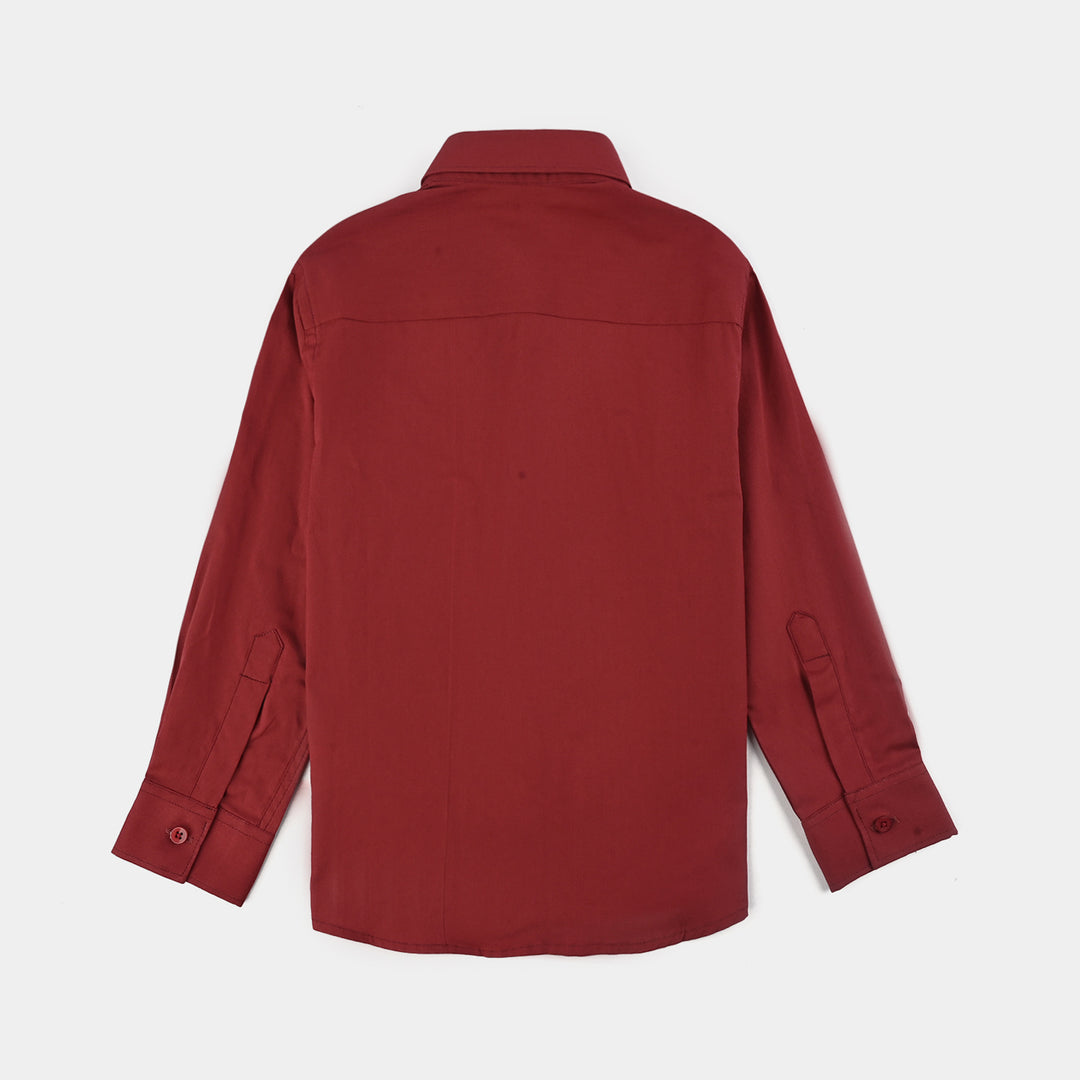Boys Cotton Poplin Formal Shirt-RED