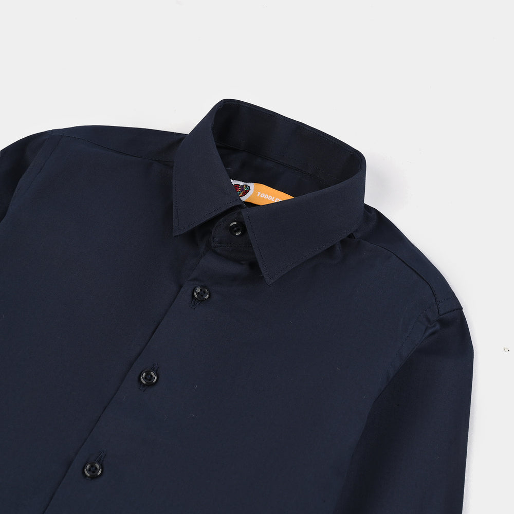 Boys Cotton Poplin Formal Shirt-NAVY