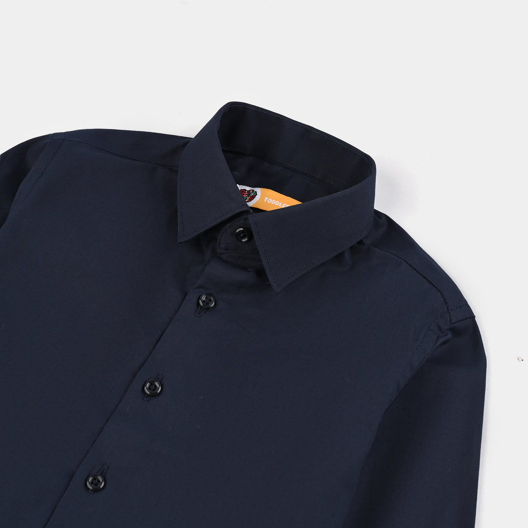 Boys Cotton Poplin Formal Shirt-NAVY