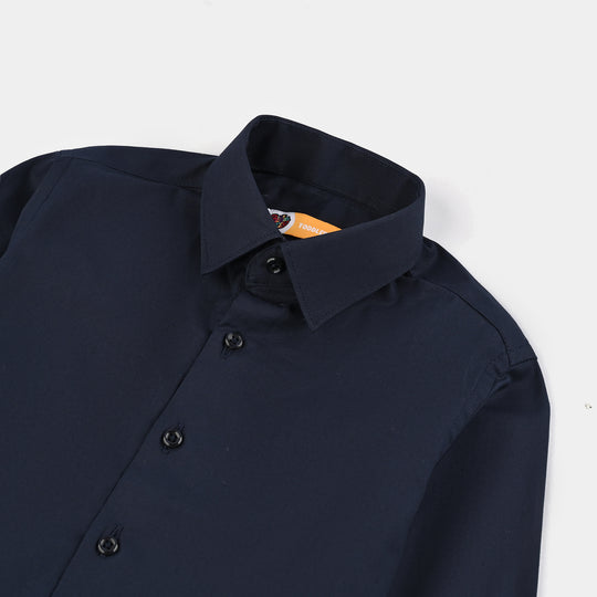 Boys Cotton Poplin Formal Shirt-NAVY