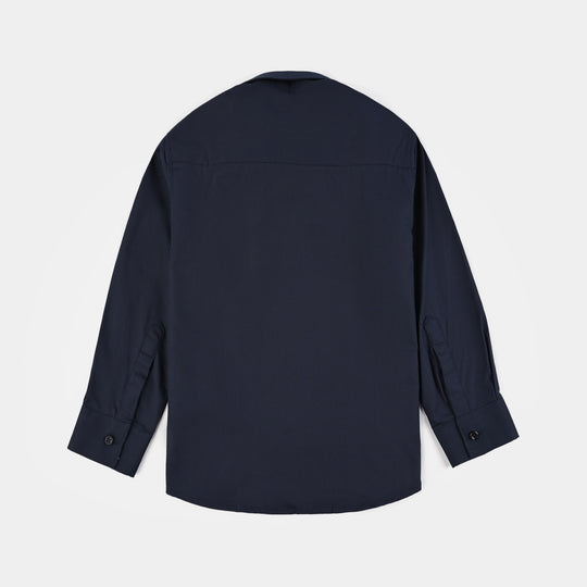 Boys Cotton Poplin Formal Shirt-NAVY