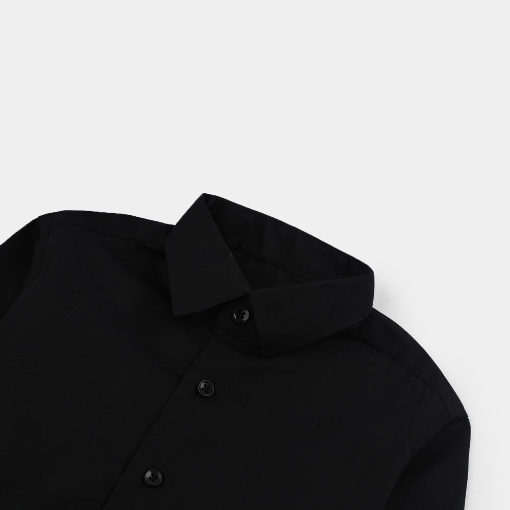 Boys Cotton Poplin Formal Shirt-BLACK