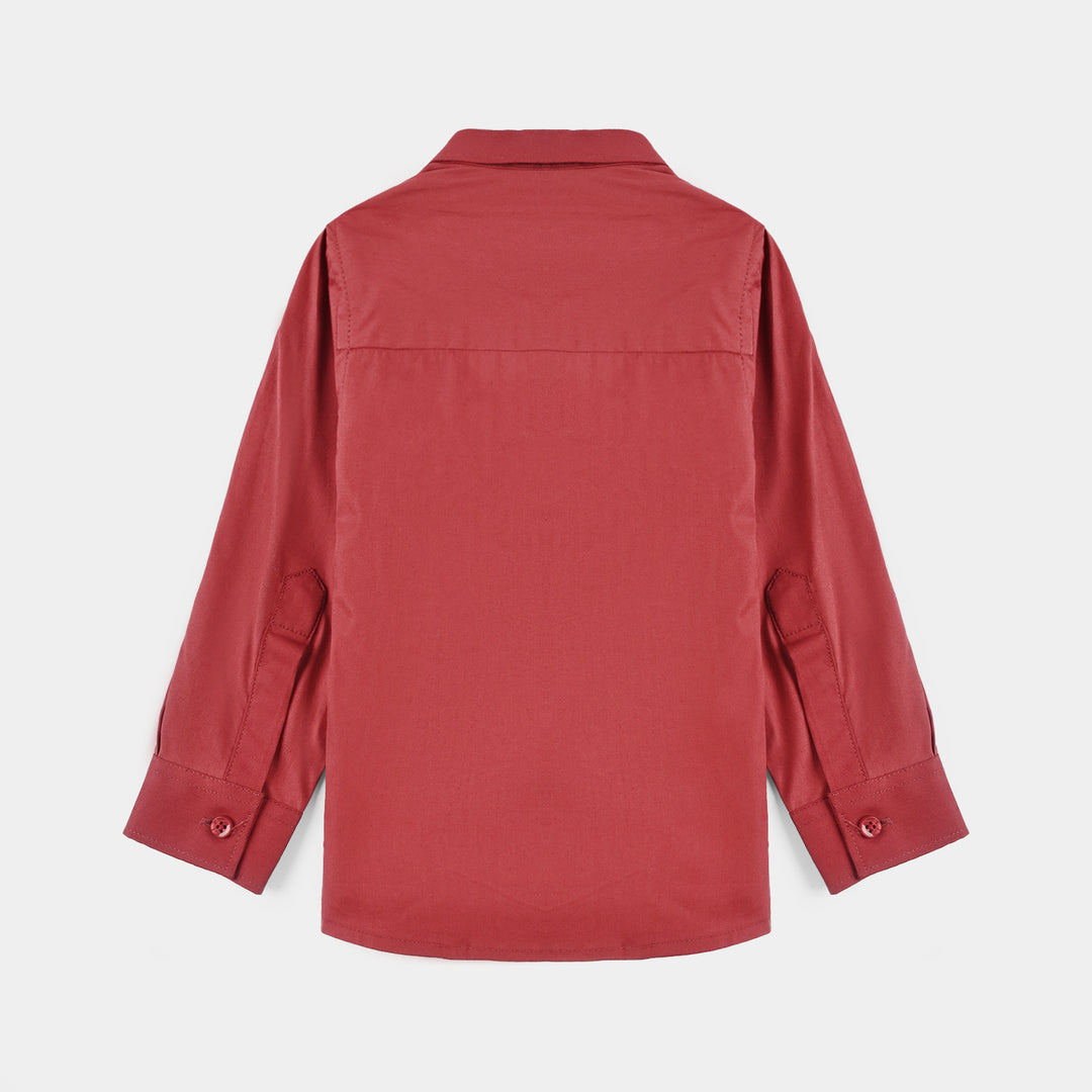 Infant Boys Cotton Poplin Formal Shirt-RED