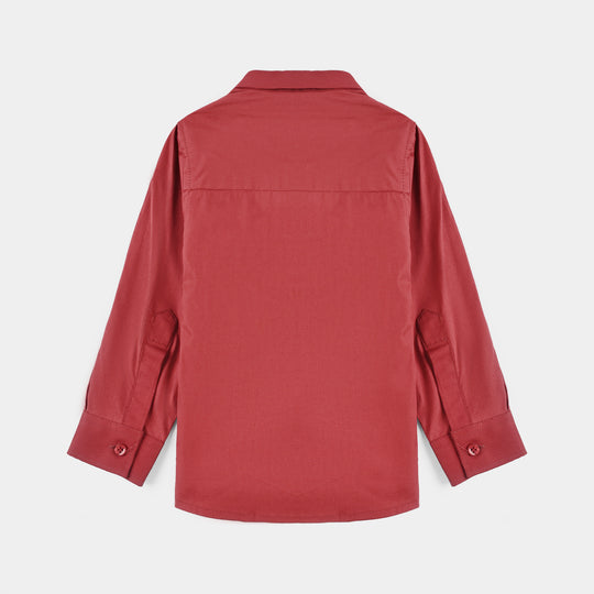Infant Boys Cotton Poplin Formal Shirt-RED