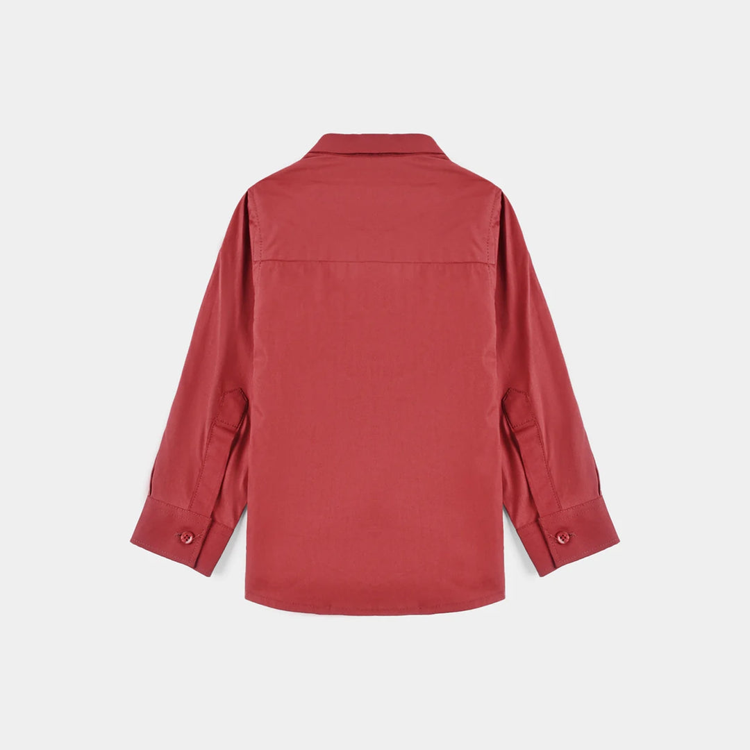 Infant Boys Cotton Poplin Formal Shirt-RED