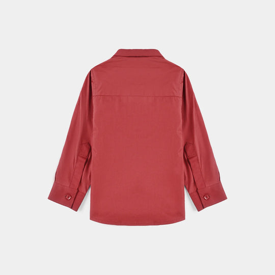 Infant Boys Cotton Poplin Formal Shirt-RED
