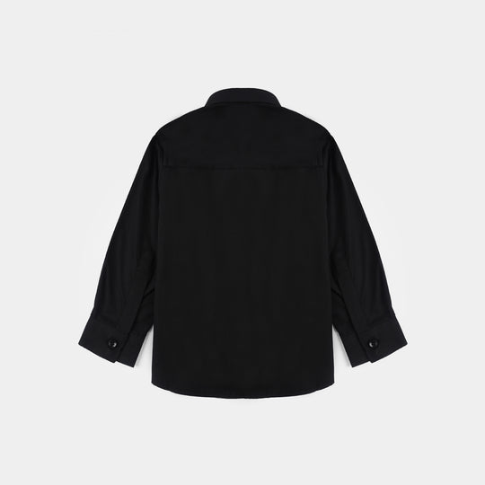 Infant Boys Cotton Poplin Formal Shirt-BLACK