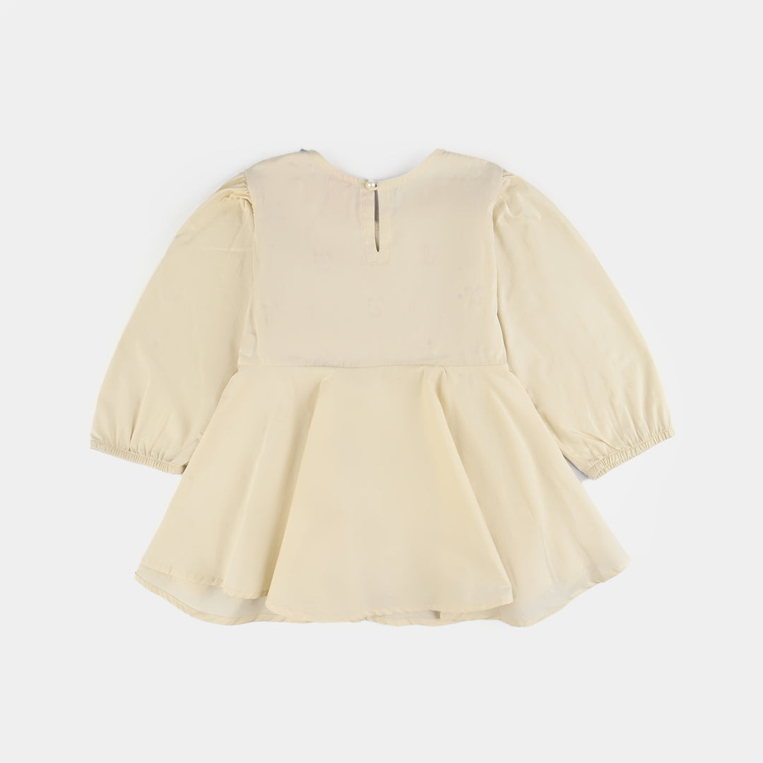 Girls Cotton Emb Co-Set White Swan-White