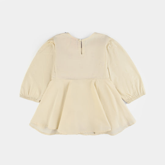 Girls Cotton Emb Co-Set White Swan-White
