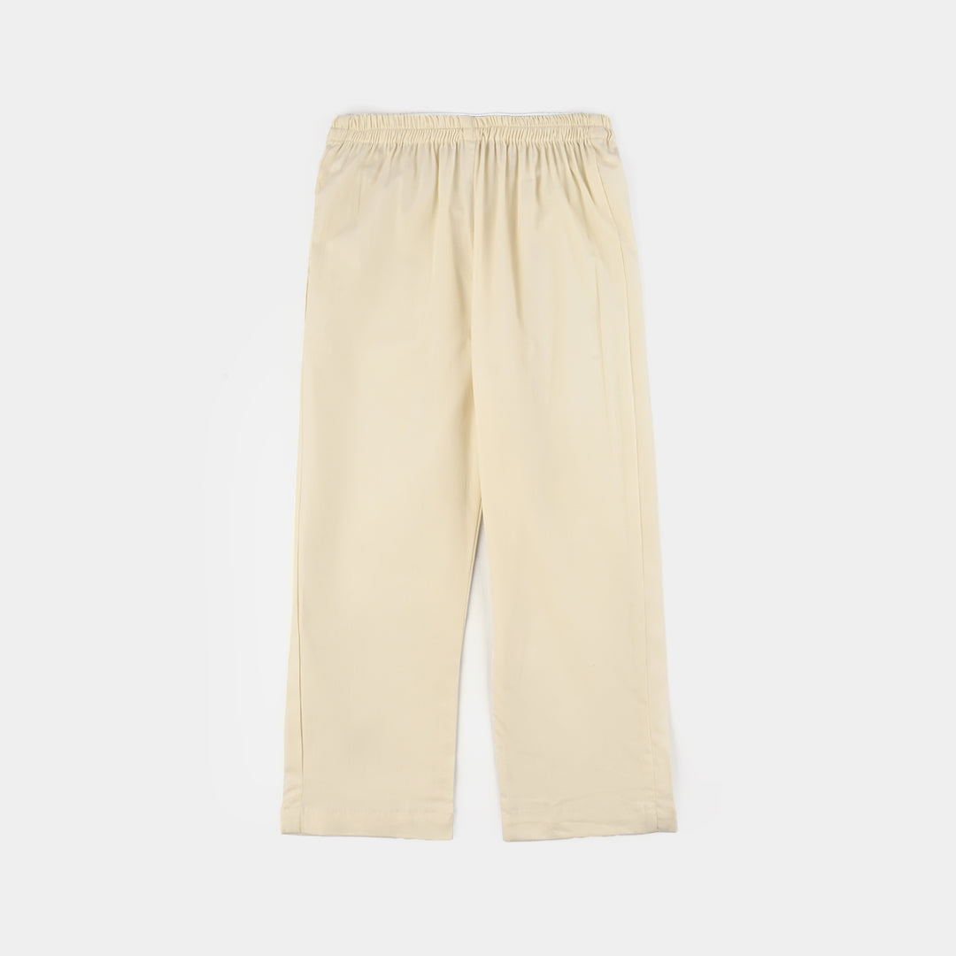 Girls Cotton Emb Co-Set White Swan-White