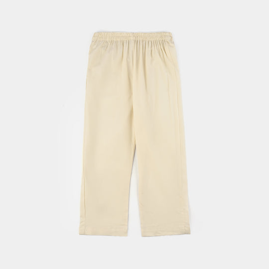 Girls Cotton Emb Co-Set White Swan-White