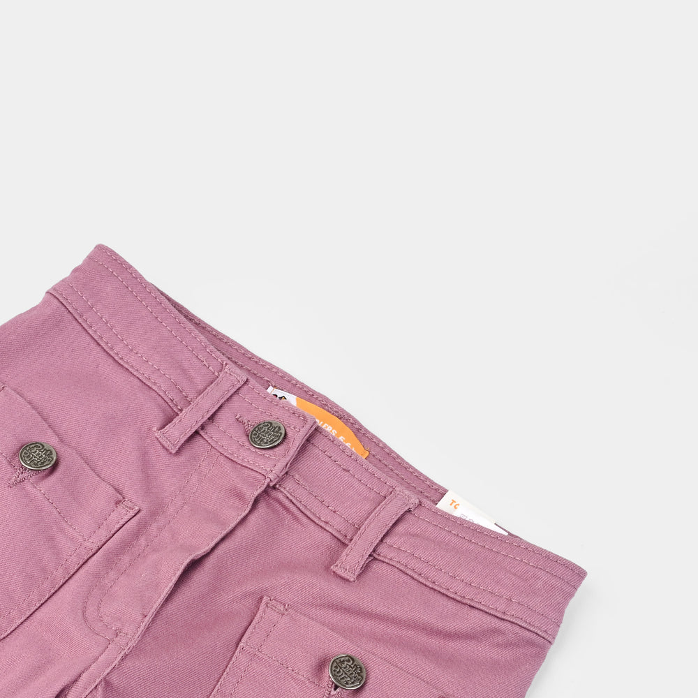 Girls Cotton Twill Pant Pathed-Purple