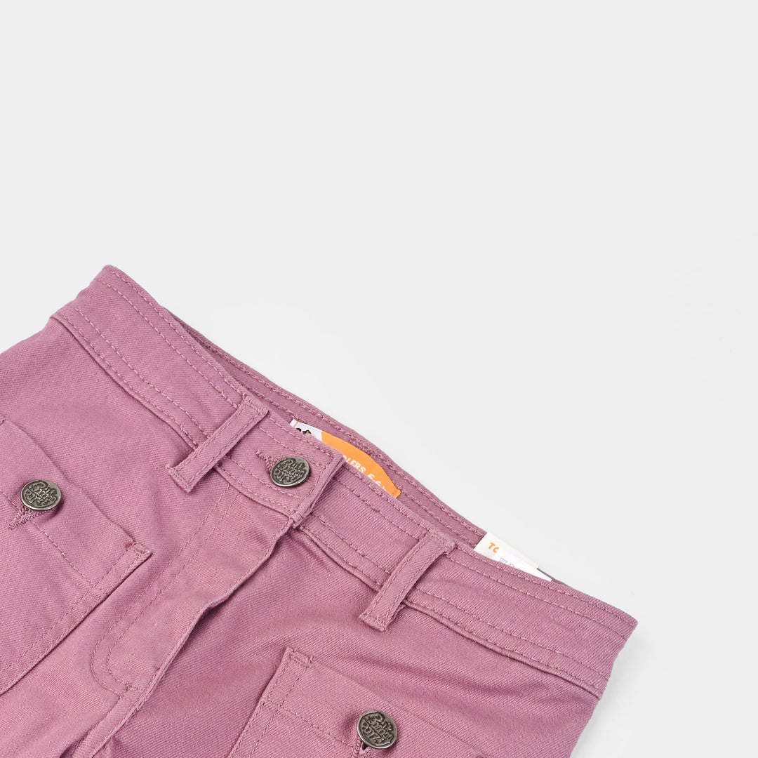 Girls Cotton Twill Pant Pathed-Purple