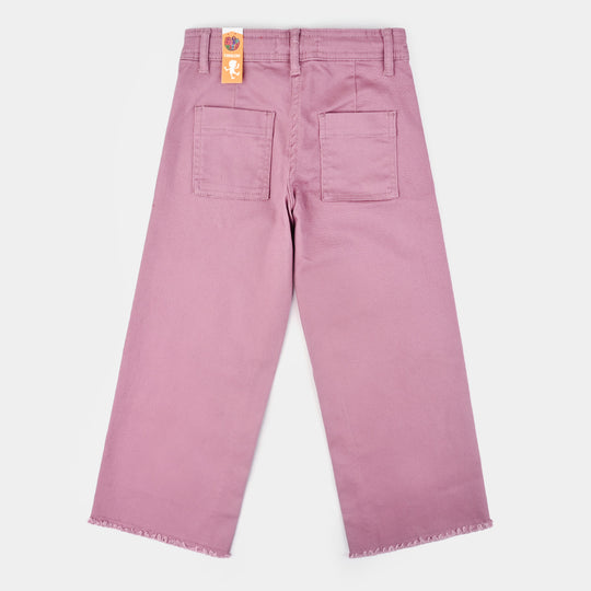Girls Cotton Twill Pant Pathed-Purple