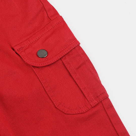 Girls Cotton Twill Pant Flaps-Red