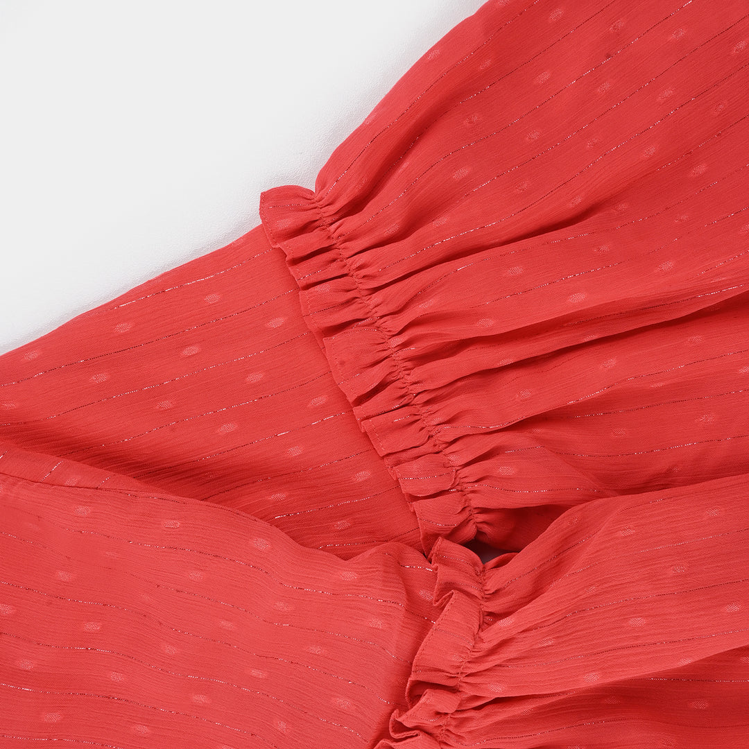 Girls Chiffon Casual Frock Tangy-ORANGE