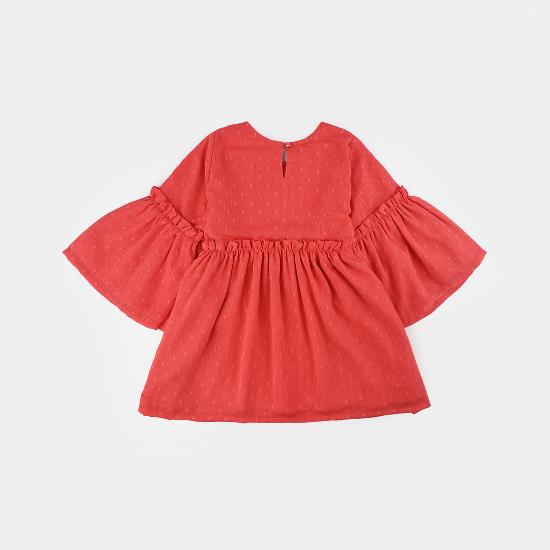 Girls Chiffon Casual Frock Tangy-ORANGE