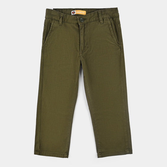 Boys Cotton Twill Pant Basic-Olive Green
