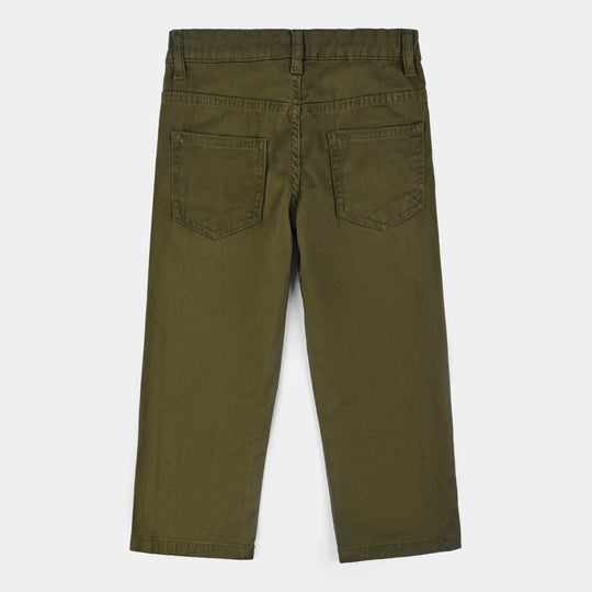 Boys Cotton Twill Pant Basic-Olive Green