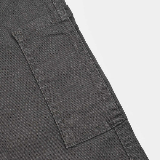 Boys Cotton Twill Pant Stitch On Loops-Lava Smoke