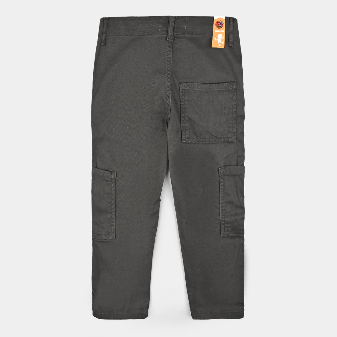 Boys Cotton Twill Pant Stitch On Loops-Lava Smoke