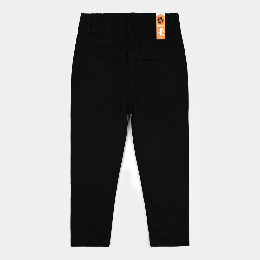 Girls Cotton Twill Pant Pearl Lines-BLACK