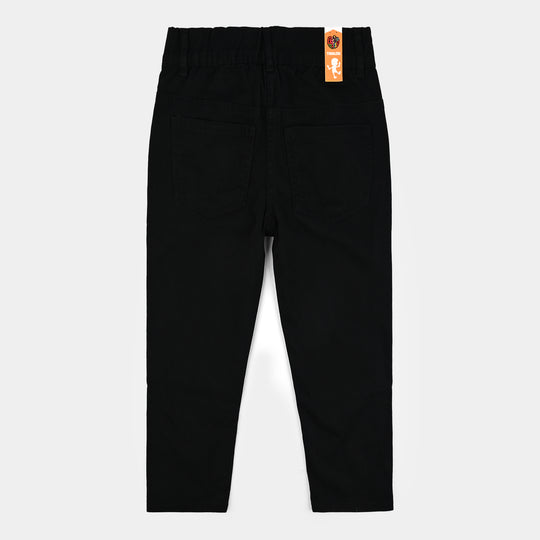 Girls Cotton Twill Pant Pearl Lines-BLACK