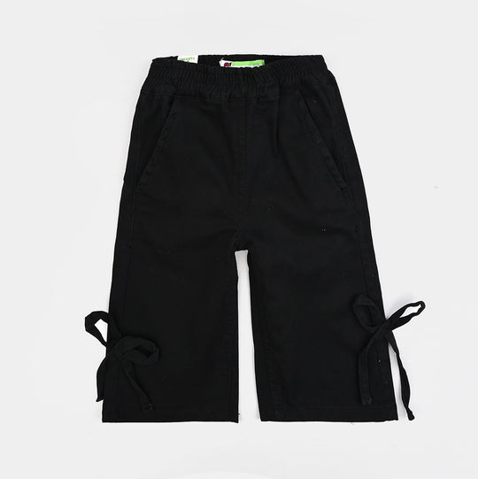 Infant Girls Cotton Twills Pant Bow-BLACK