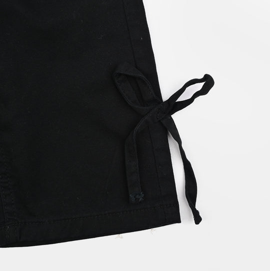 Infant Girls Cotton Twills Pant Bow-BLACK