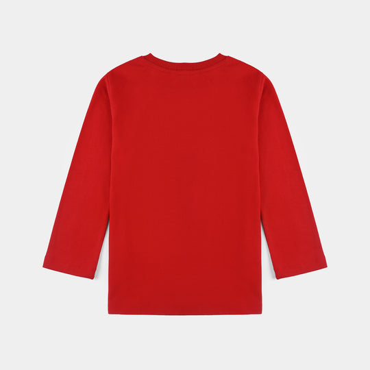 Boys Poly Twill Night Suit-Salsa