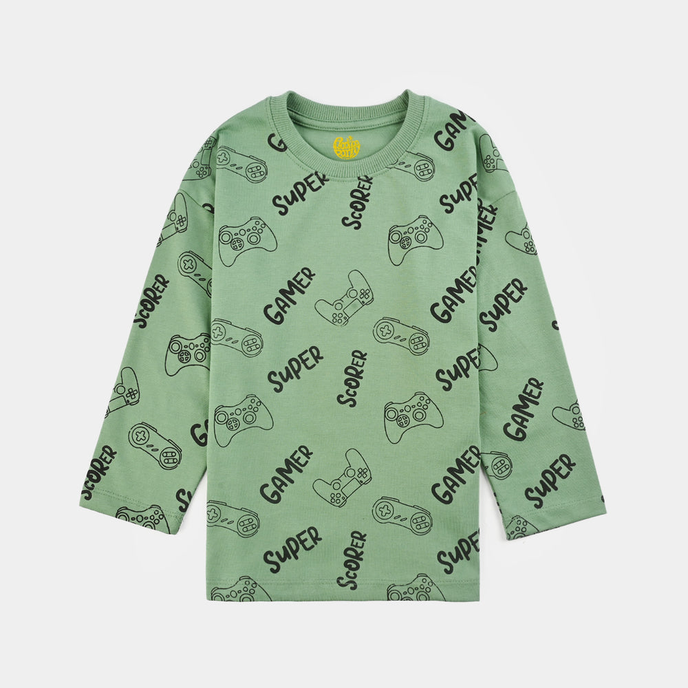 Boys Poly Twill Night Suit Gamer-Green. Bay