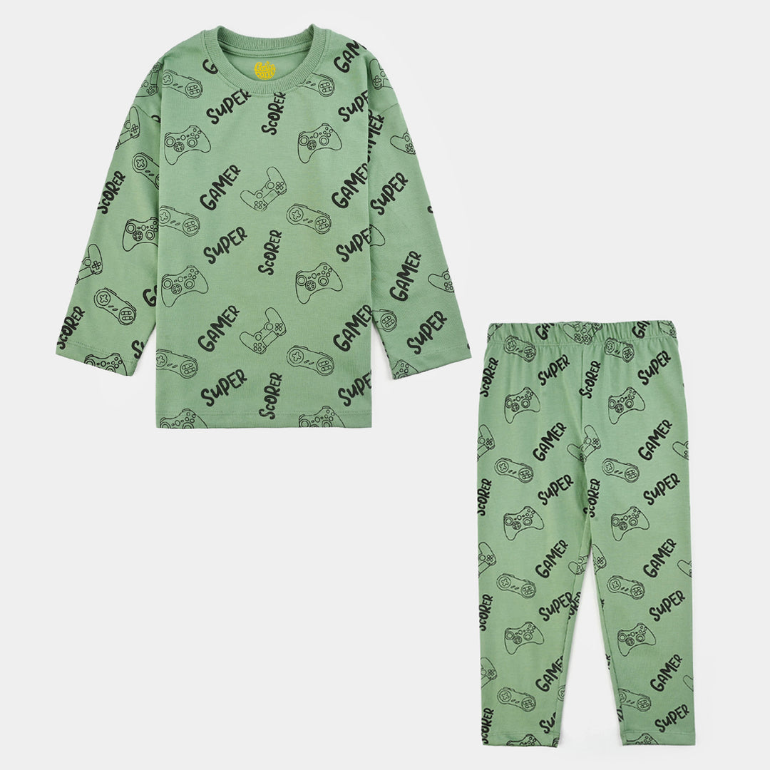 Boys Poly Twill Night Suit Gamer - Green