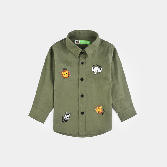 Infant Boys Cotton Shirt (Safari)-Green