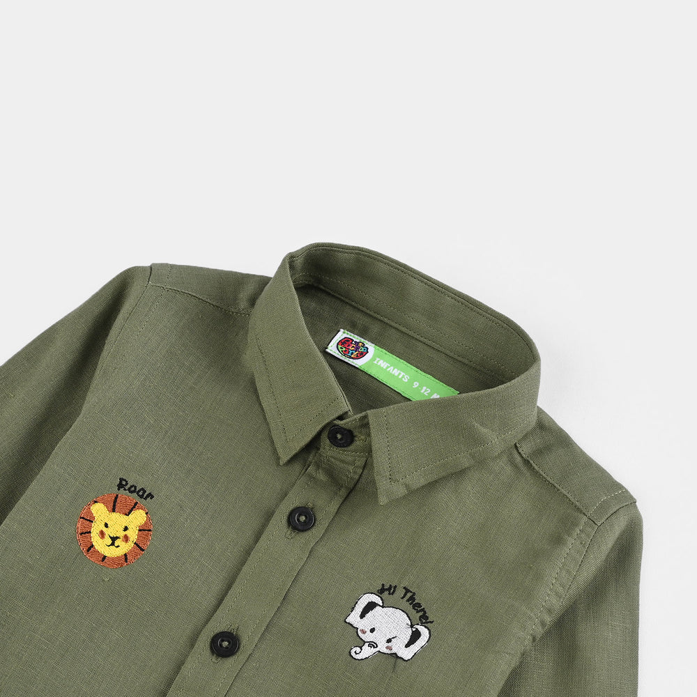 Infant Boys Cotton Shirt (Safari)-Green