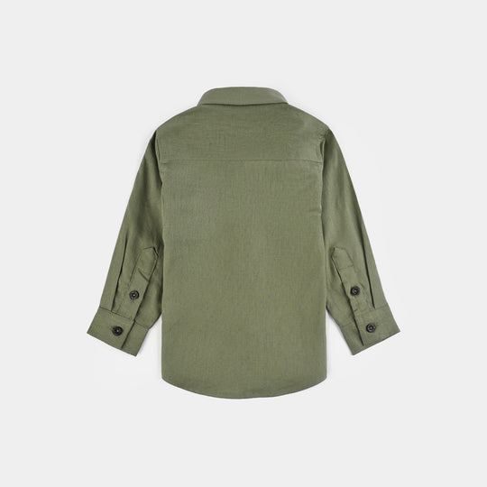 Infant Boys Cotton Shirt (Safari)-Green