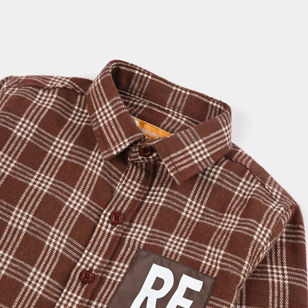 Boys Flannel Shirt F/S (Re-Defined)-Brown Check
