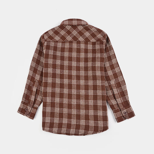 Boys Flannel Shirt F/S (Re-Defined)-Brown Check