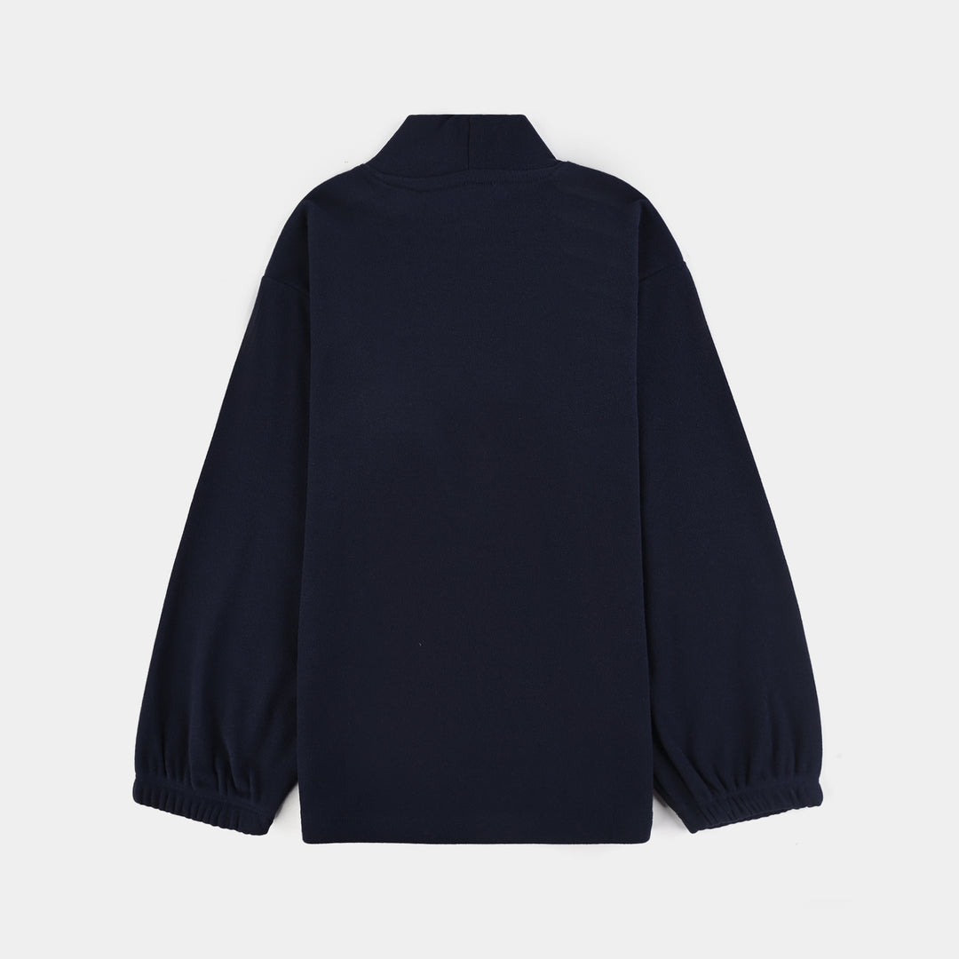 Girls Fleece Sweatshirt Blooming with Love-NAVY