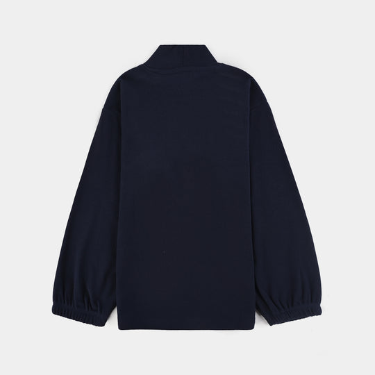 Girls Fleece Sweatshirt Blooming with Love-NAVY
