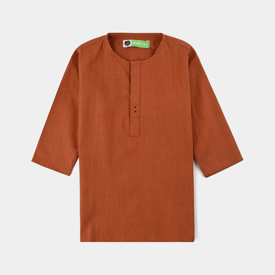 Infant Boys Cotton Slub 3Piece Suit (Bombay Brown)-Rust