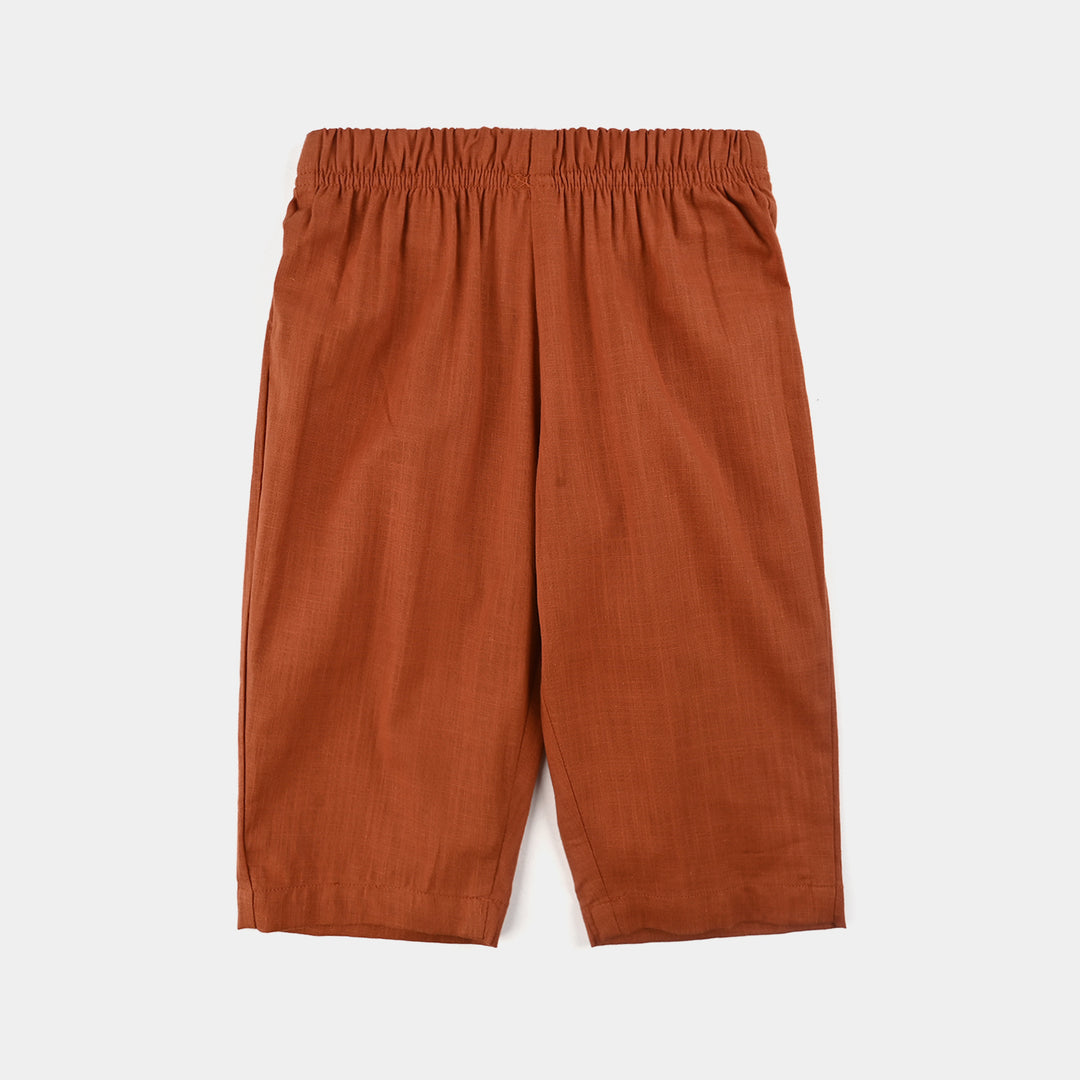 Infant Boys Cotton Slub 3Piece Suit (Bombay Brown)-Rust