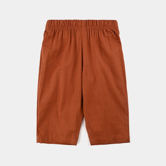 Infant Boys Cotton Slub 3Piece Suit (Bombay Brown)-Rust