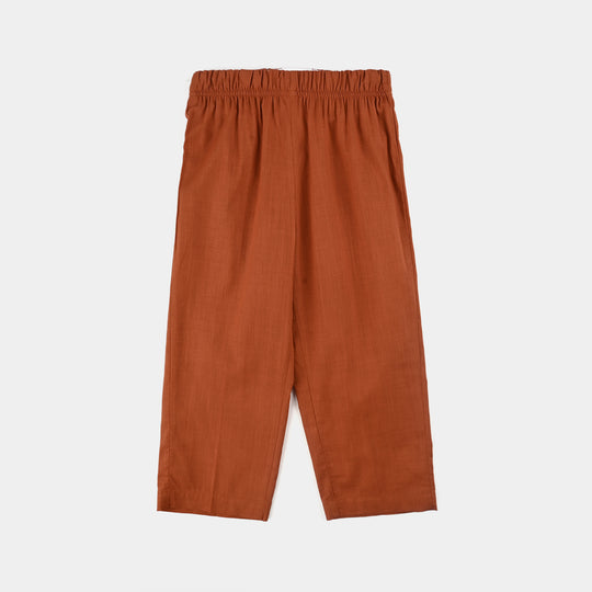 Boys Cotton Slub 3Piece Suit (Bombay Brown)-Rust