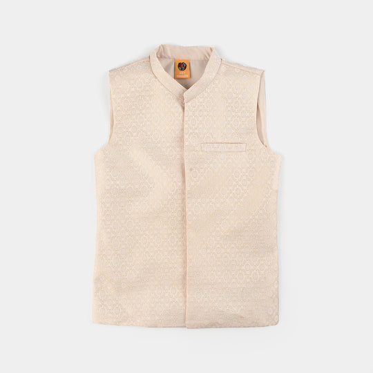 Boys Cotton Slub 3Piece Suit (Bombay Brown)-Rust