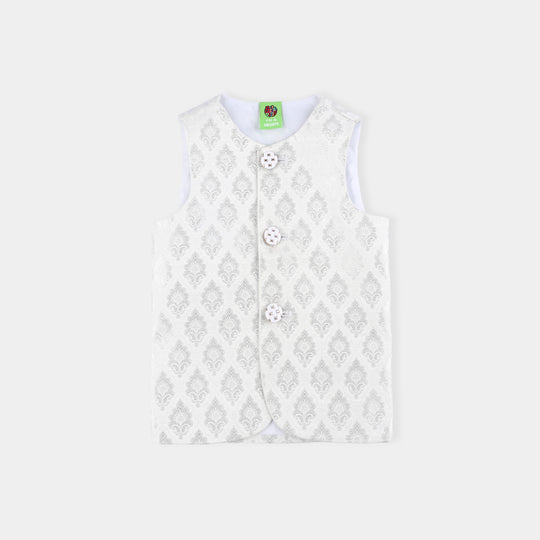 Infant Boys Cotton Poplin 3Piece Suit-White